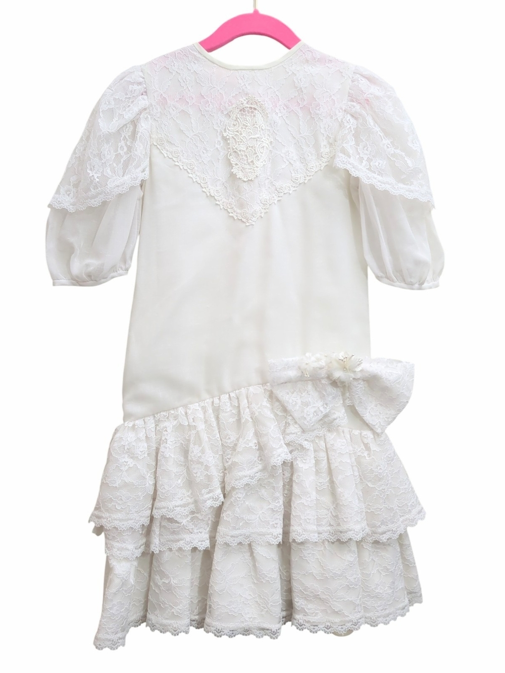 Vintage 1980s Dorissa II Ivory Lace Occasion Formal Dress Girls 5-6 Heirloom